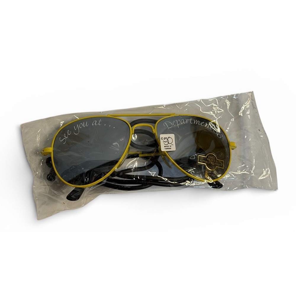 VTG Department 56 Aviator Sunglasses Yellow‎ See You At... Promo UV400 Novelty